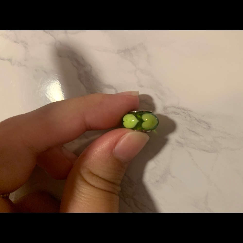 Pandora Green Glass Heart Charm